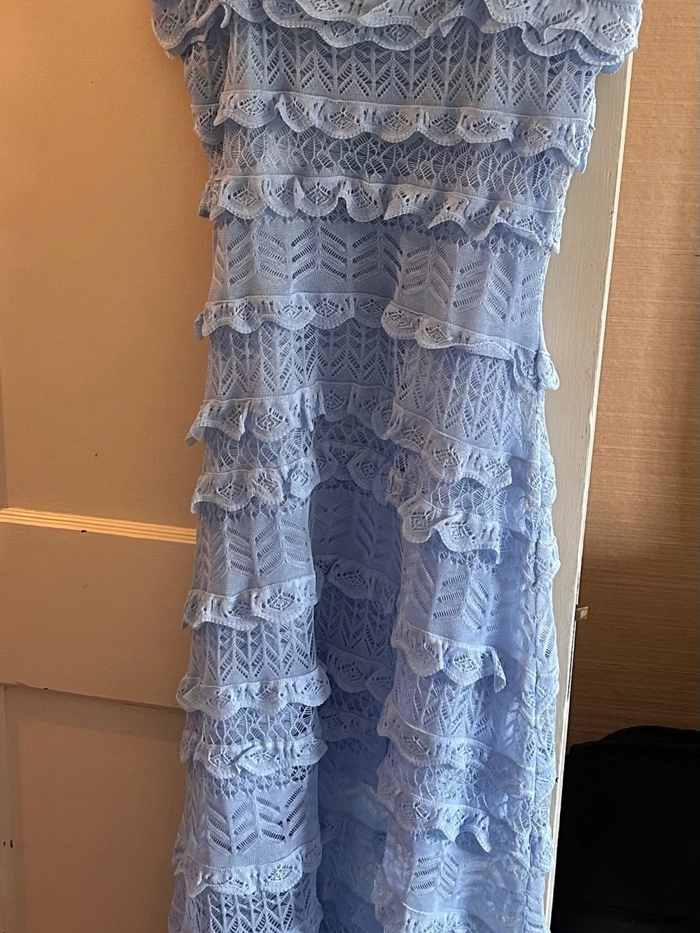 NWT Zara Light Blue Crochet Maxi Dress - Picture 2 of 4